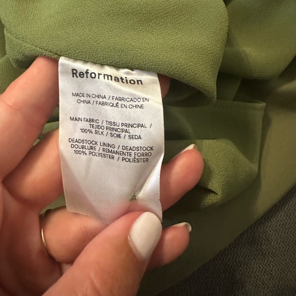 Reformation Chania Silk Dress in Artichoke Green Maxi Sleeveless Lace - Picture 13 of 14